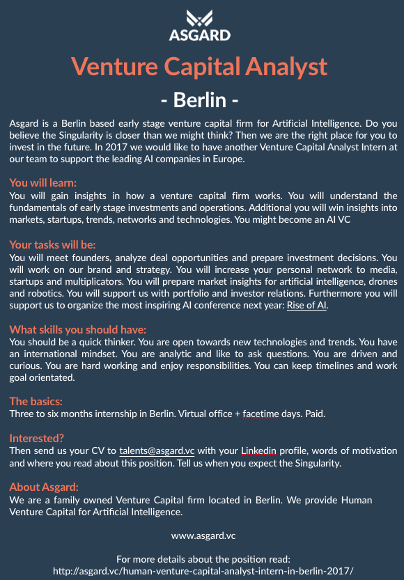Venture Capital Praktikum Berlin Deutschland